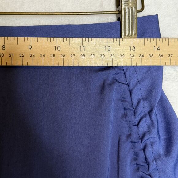 Banana Republic Shirred Waist Slit Midi Skirt Granite Blue Size 4 Slip Skirt - Picture 12 of 15